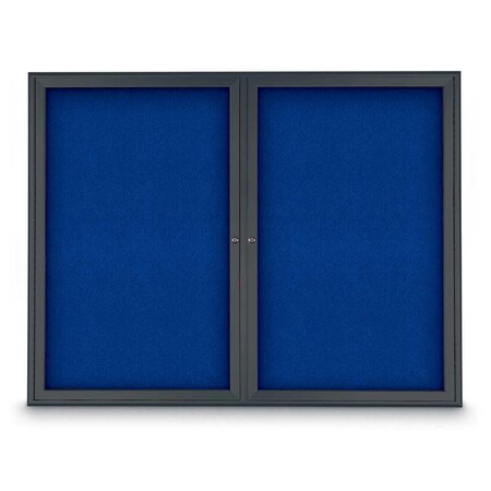 United Visual Products Sliding Door Indoor Enclosed Corkboard, 9 UV9030ACS-WHITE-CINNABA